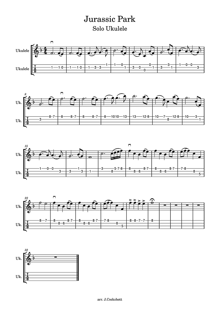 Jurassic park ukulele tab hotsell